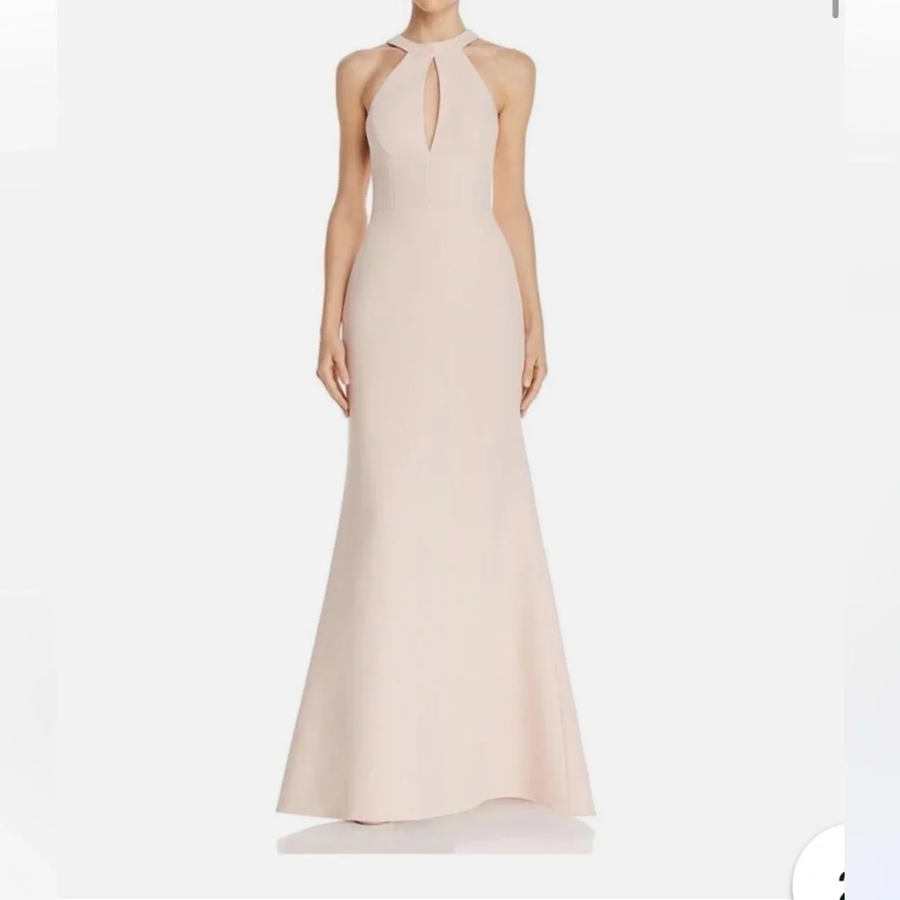 bcbgmaxazria bare pink dress Cascade Bare Pink Strapless Gown
